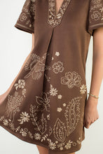 Load image into Gallery viewer, Brown Embroidered Suede Dress
