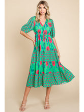 Load image into Gallery viewer, Green Floral Midi Dress
