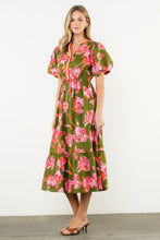 Load image into Gallery viewer, Olive Floral Puff Sleeve Dress
