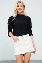 Load image into Gallery viewer, Ruched Sleeve Black Top
