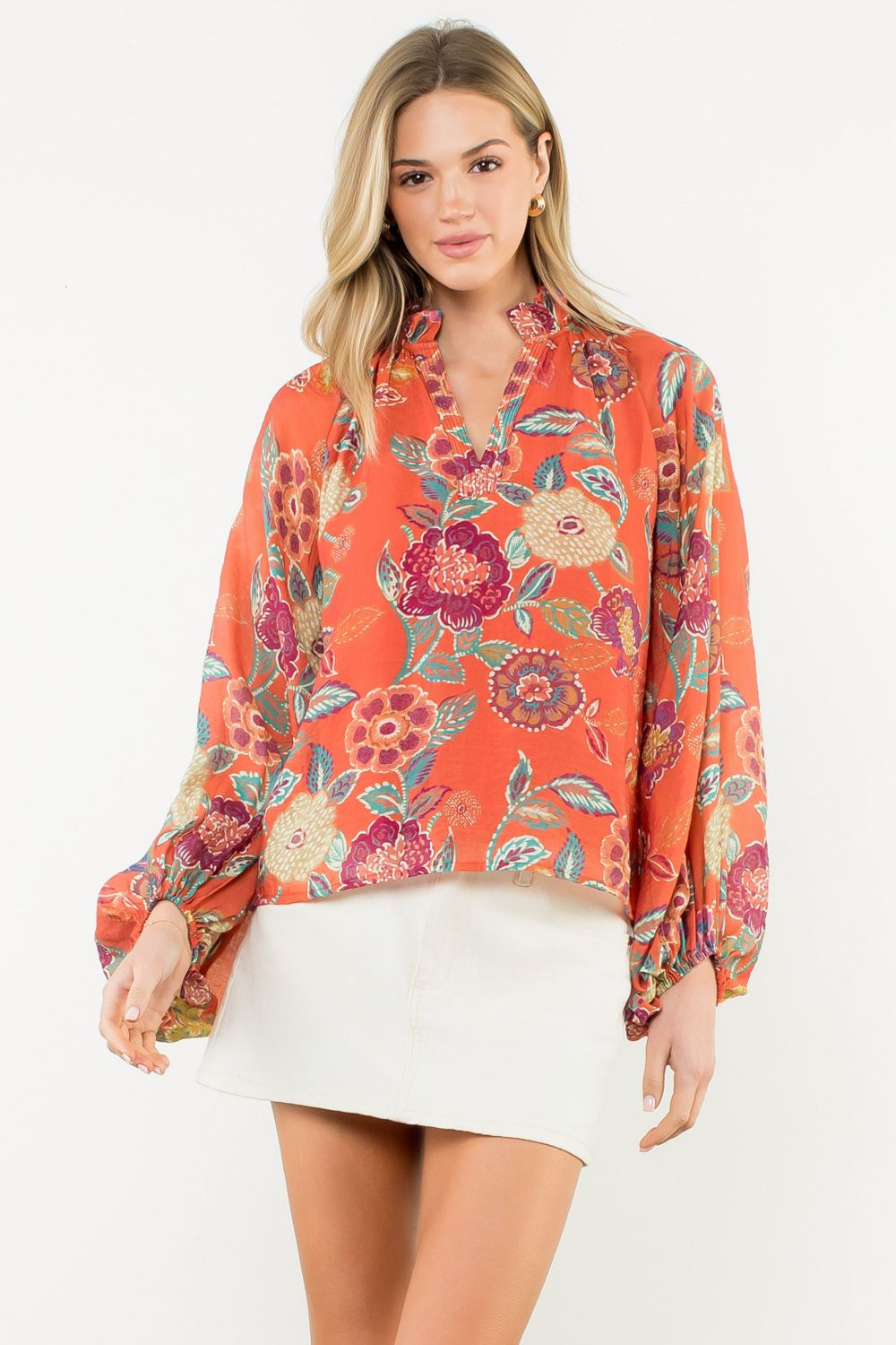 Orange Floral Top