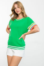 Load image into Gallery viewer, Green Striped Sleeve Knit Top
