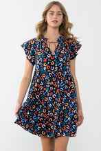 Load image into Gallery viewer, Navy Print Tiered Dress
