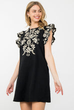 Load image into Gallery viewer, Black Dress with Tan Embriodery
