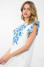 Load image into Gallery viewer, White Dress with Royal Blue Embriodery
