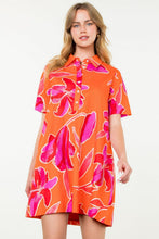 Load image into Gallery viewer, Orange Tropical Print Dress
