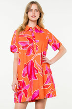 Load image into Gallery viewer, Orange Tropical Print Dress
