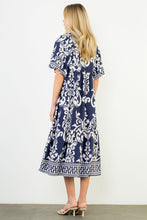 Load image into Gallery viewer, Navy and Cream Floral Midi
