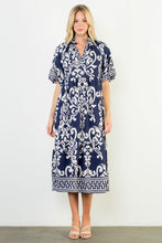 Load image into Gallery viewer, Navy and Cream Floral Midi
