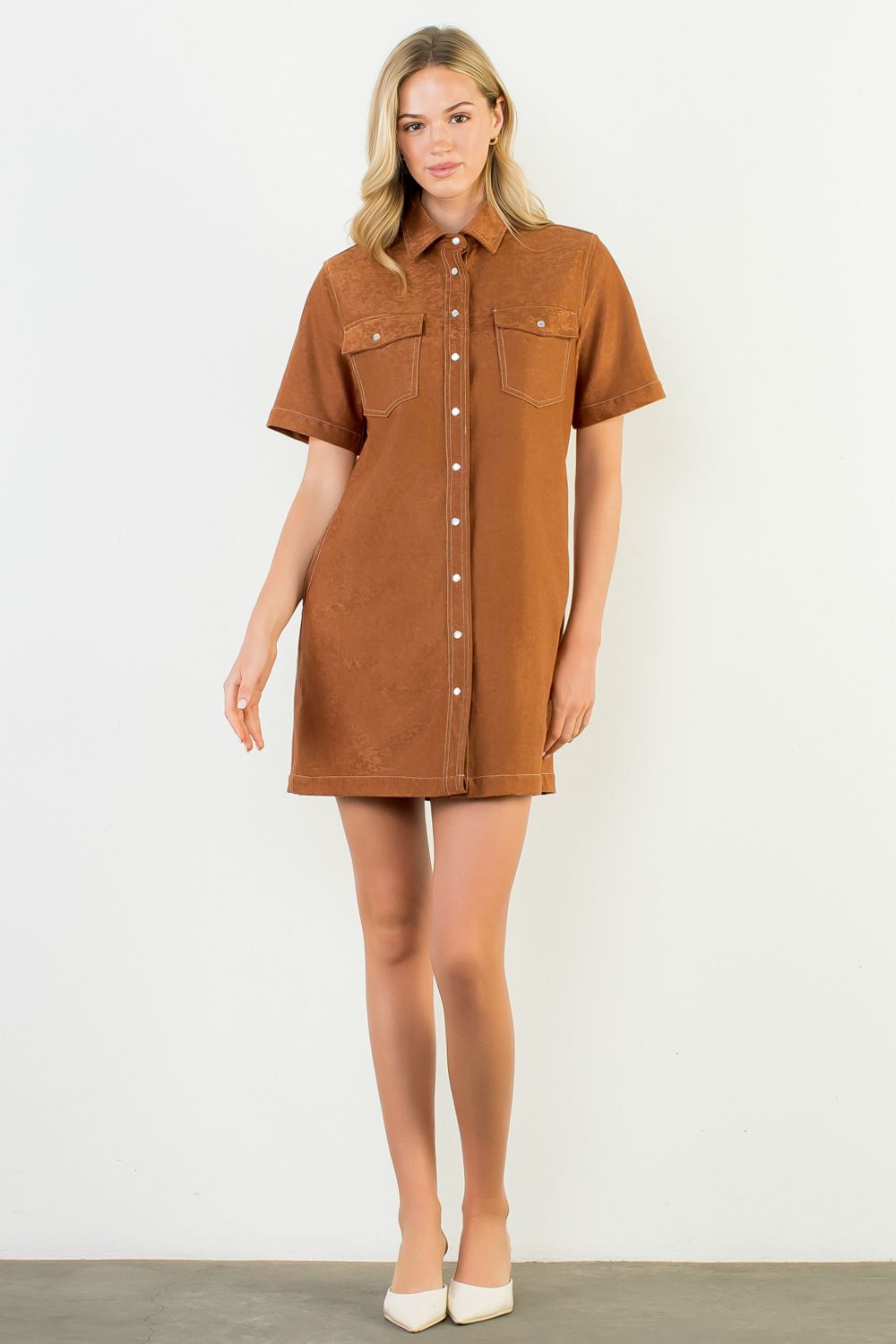 Saddle Brown Suede Dress