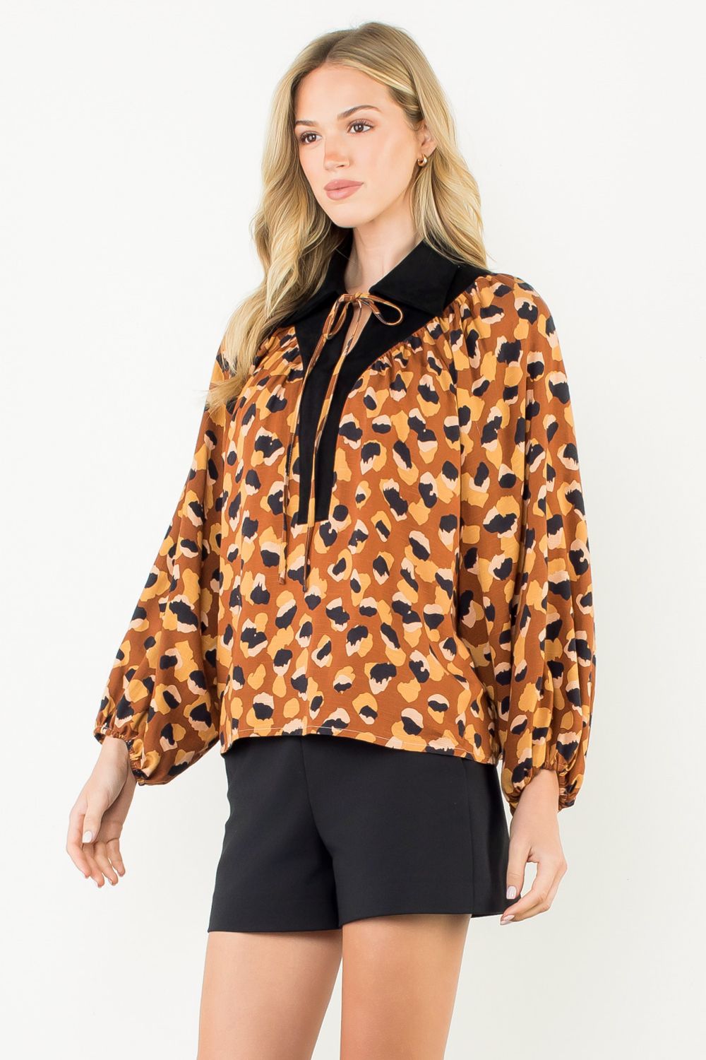 Brown Spotted Print Top