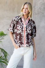 Load image into Gallery viewer, Brown and Cream Floral Top
