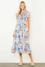Load image into Gallery viewer, Blue and Orange Midi Dress
