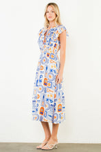 Load image into Gallery viewer, Blue and Orange Midi Dress

