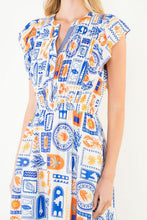 Load image into Gallery viewer, Blue and Orange Midi Dress

