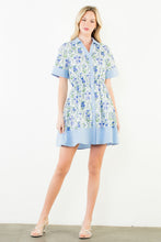 Load image into Gallery viewer, Blue Floral Button Up Dress
