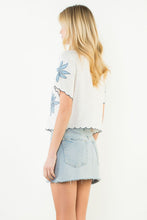 Load image into Gallery viewer, Cream and Blue Embroidered Top
