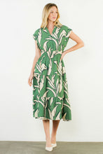 Load image into Gallery viewer, Green Feather Pattern Midi Dress
