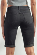 Load image into Gallery viewer, Black Bermuda Jean Shorts
