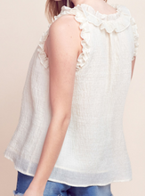 Load image into Gallery viewer, Off White Ruffle Gauze Sleeveless Top
