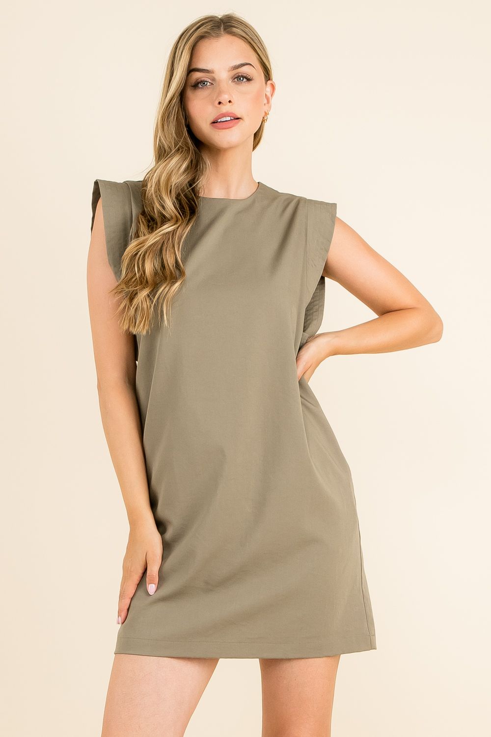 Olive Cap Sleeve Dress
