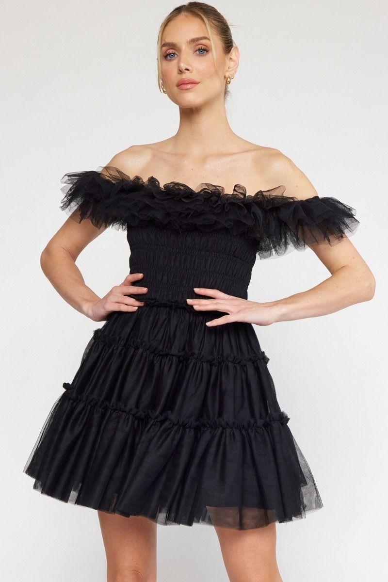 Black Tulle Mini Dress