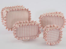 Load image into Gallery viewer, Medium Gingham Ruffle Cosmetic Bag
