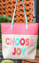 Load image into Gallery viewer, Chenille Lettered Tote with Laptop Pocket
