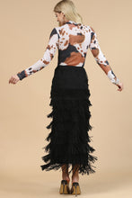 Load image into Gallery viewer, Long Black Fringe Skirt

